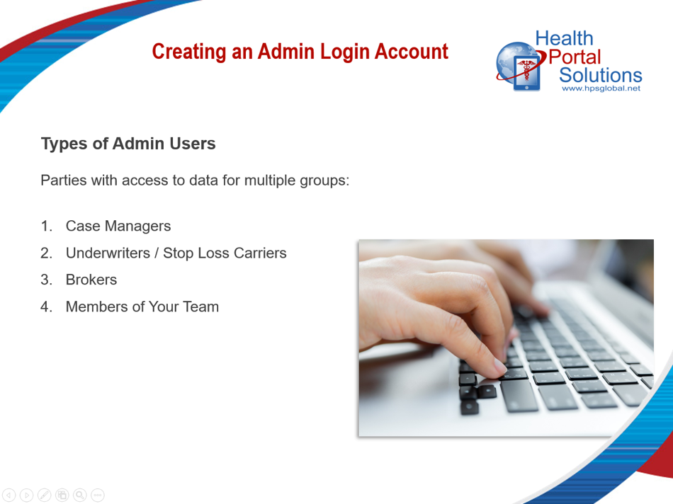 Video Training for creating an Admin portal Login Account