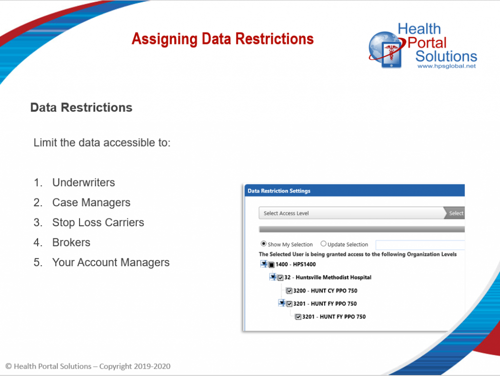 Assigning Data Restrictions screen