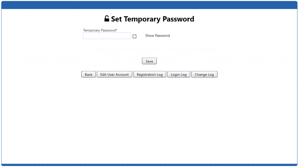 UI of payer setting a temporary password for a member