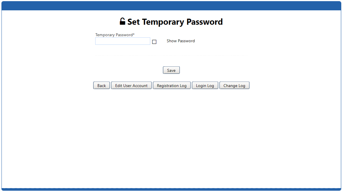 UI of payer setting a temporary password for a member