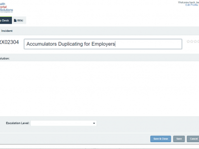 Submitting a Help Desk ticket screen