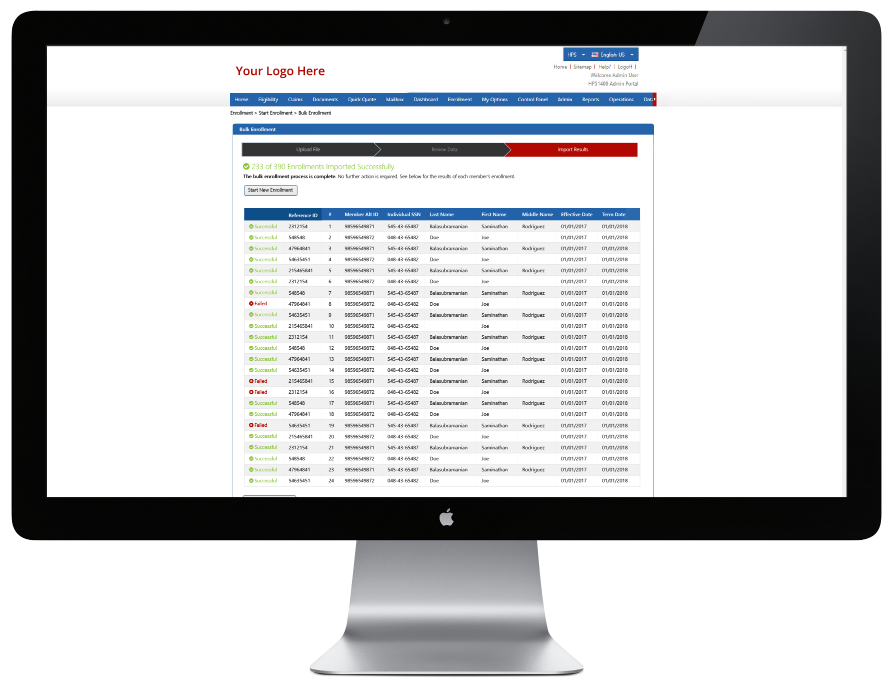 Payer bulk import of members