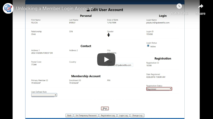 Video Training about Unlocking Member portal Login accounts