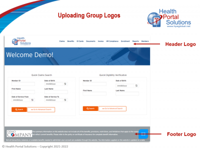 Video training slide about Uploading Group Logos