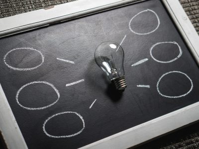 lightbulb with chalkboard