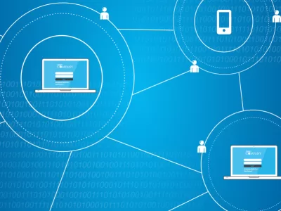illustration of web portals and people networked together