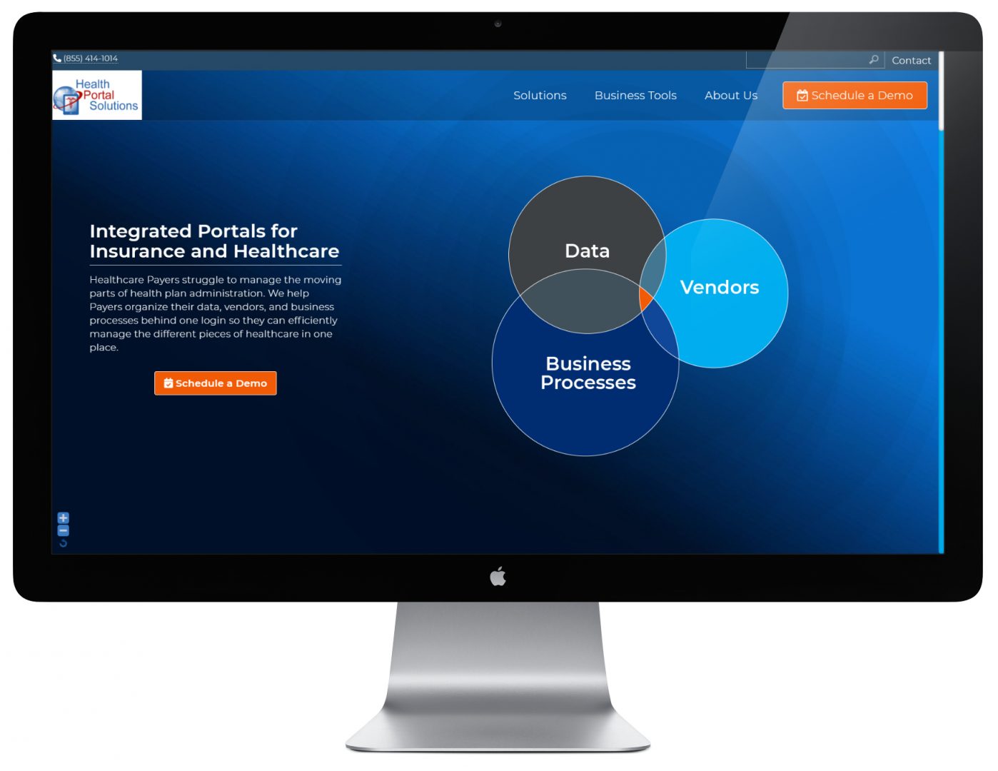 Health Portal Solutions public website on Mac monitor