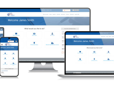 Mobile-optimized member portal homepage listing online tools and recent healthcare claims