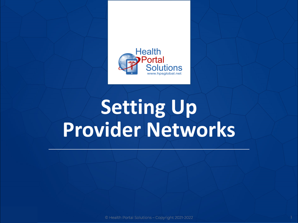 Video training about setting up provider networks in your portal