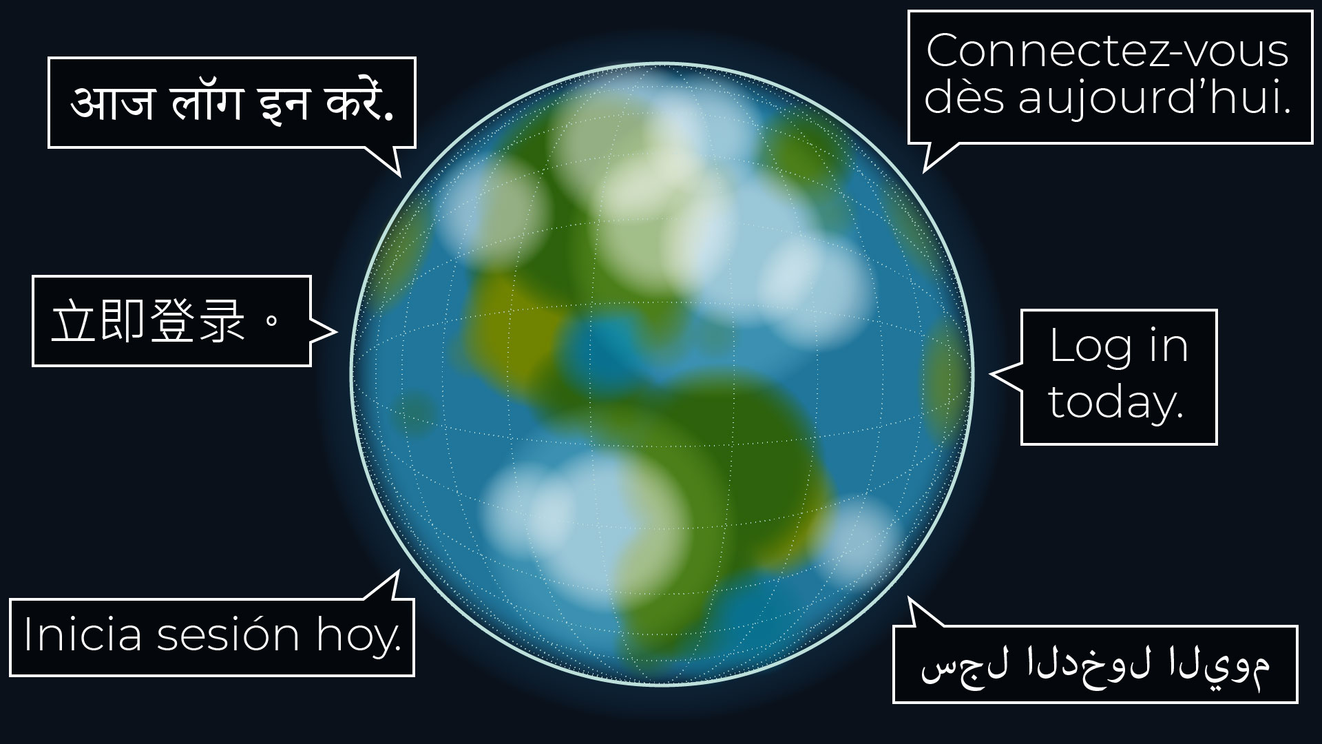 Globe showing how web portals can be translated into different languages