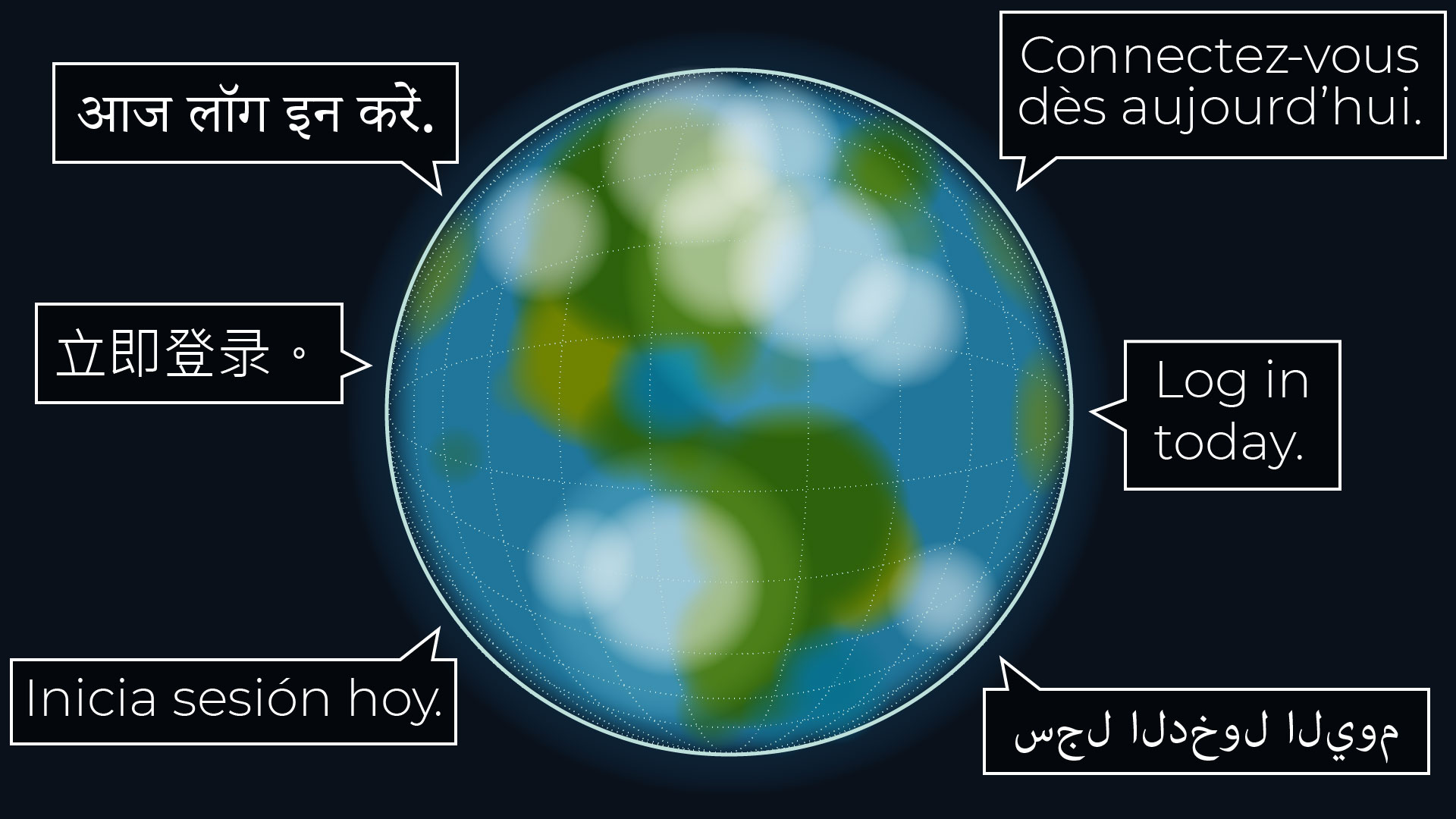 Globe showing how web portals can be translated into different languages