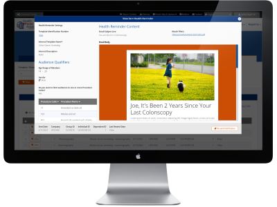 Payer User-Interface: Viewing a sent Health reminder