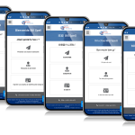 5 mobile phones displaying the web portal in English, Spanish, Chinese, Vietnamese, and Hebrew languages.