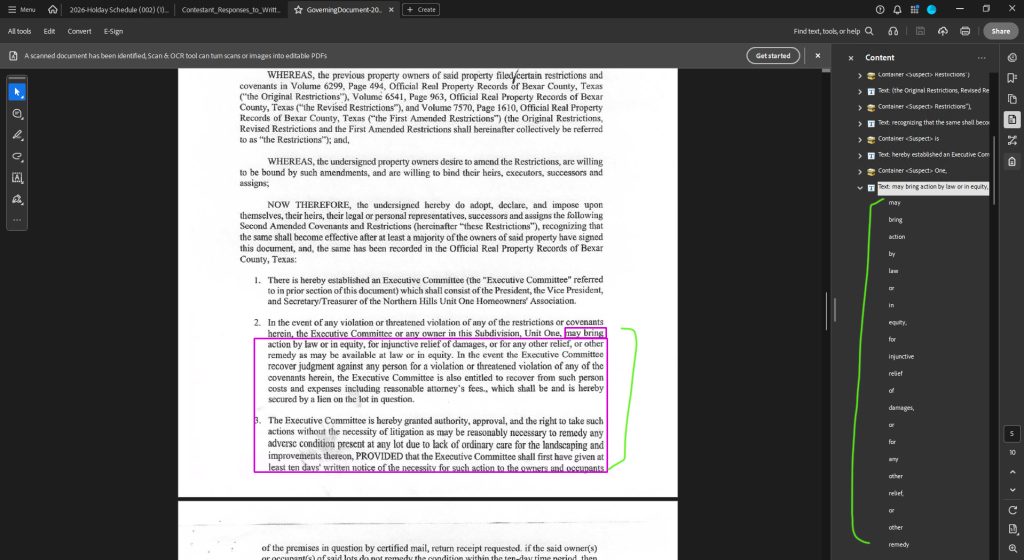 Adobe Acrobat > Content pane > viewing entries of a content tree branch