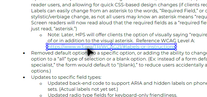 Selection of a link in Abode Acrobat