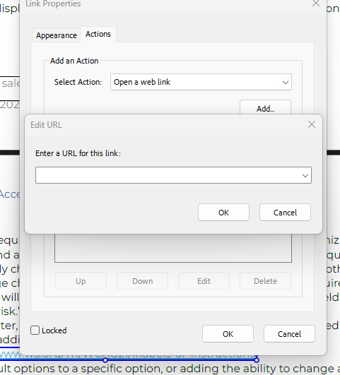 Enter a URL for this Link in Adobe Acrobat